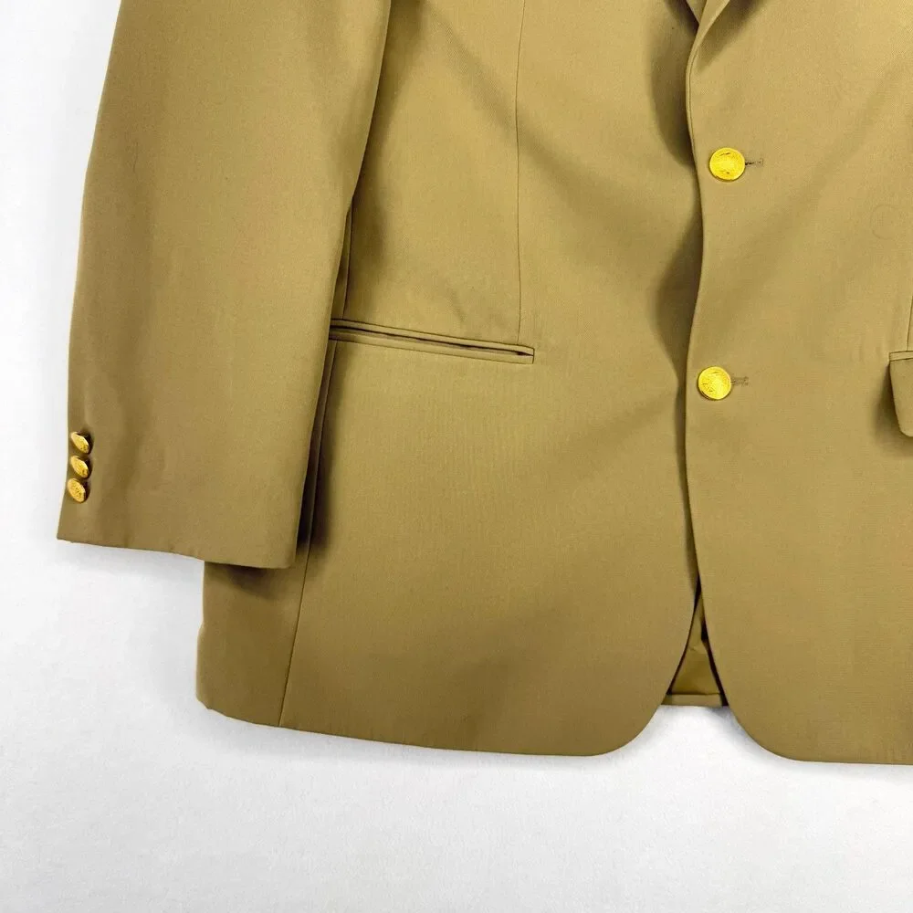 L. L. Bean Dark Beige‎ Blazer with Gold Buttons Mens Size 42 R